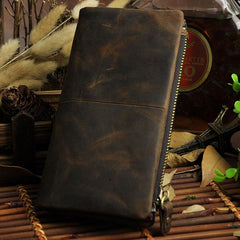 Cool Leather Mens Long Wallet Vintage Leather Long Wallet for Men - imessengerbags