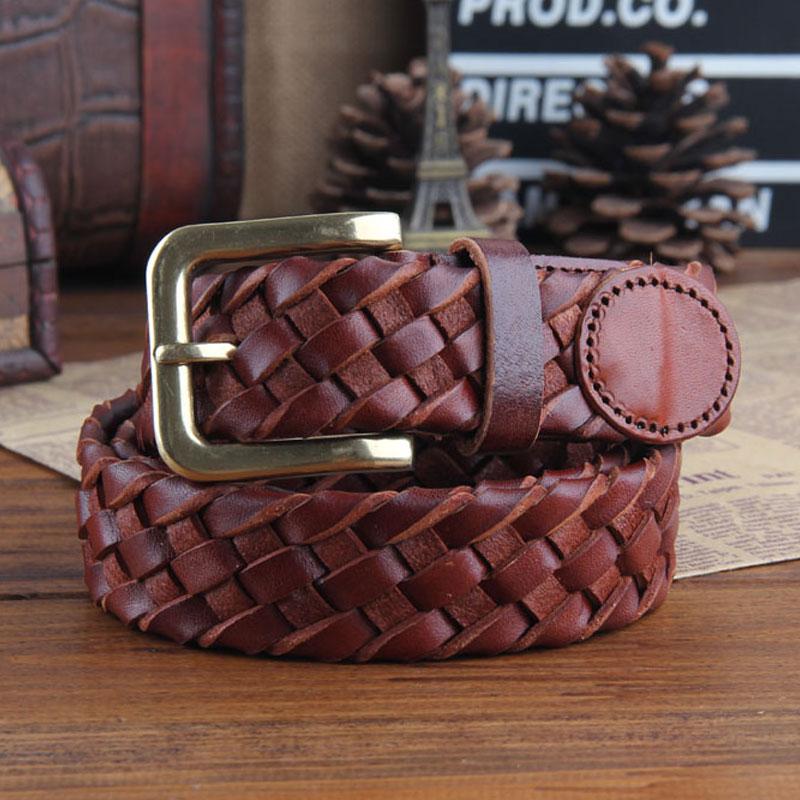 Genuine Leather Braided Punk Rock Biker Trucker Mens Belt Men Black Coffee Belt for Men - imessengerbags