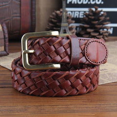 Genuine Leather Braided Punk Rock Biker Trucker Mens Belt Men Black Coffee Belt for Men