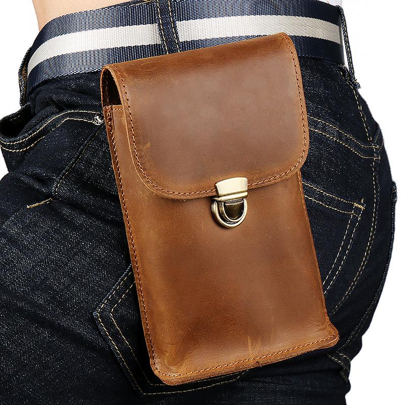 Cool Leather Men's Cell Phone Holsters Belt Pouch Belt Bag Waist Bag For Men - imessengerbags