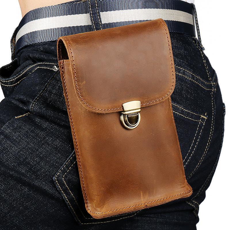 Cool Leather Men's Cell Phone Holsters Belt Pouch Belt Bag Waist Bag For Men