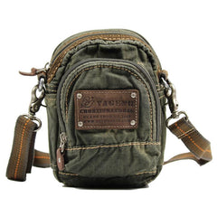 Canvas Black Mens Small Vertical Postman Bag Belt Pouch Messenger Bags Belt Bag For Men - imessengerbags