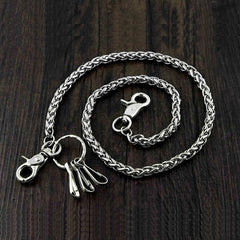 BADASS SILVER STAINLESS STEEL MENS KEY BIKER WALLET CHAIN CHAIN PANTS CHAIN WALLET CHAIN FOR MEN