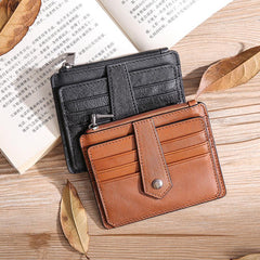 Leather Mens Card Wallets Cool Card Holders Card Holder Wallet Black Front Pocket Wallet For Men