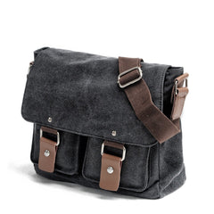 Cool Canvas Leather Mens Small Black Side Bag Messenger Bag Shoulder Bag For Men - imessengerbags