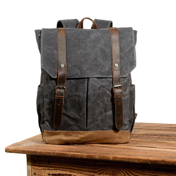 Waxed Canvas Leather Mens Backpacks Canvas Travel Backpack Canvas School Backpack for Men - imessengerbags