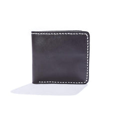 Black Handmade Leather Mens billfold Wallet Bifold Black Front Pocket Wallet Small Wallet For Men - imessengerbags