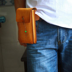 Handmade Cool Mens Leather Cell Phone Holsters Belt Pouch Waist Bag for Men