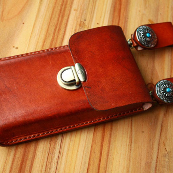 Handmade Cool Leather Belt Pouch Mens Waist Bag Cell Phone Holsters for Men - imessengerbags