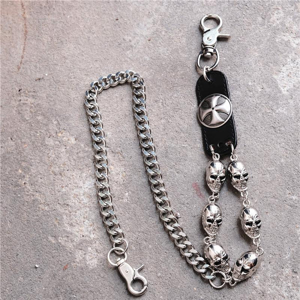 Badass Hip Hop Mens Skull Cross Wallet Chain Silver Pants Chain Biker Chain For Men - imessengerbags