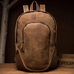 Brown Casual Mens Leather 15-inch Large Laptop Backpacks Brown Travel Backpacks School Backpacks for men - imessengerbags