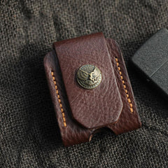 Cool Coffee Handmade Leather Mens Zippo Lighter Case Zippo Belt Loop Lighter Holders For Men