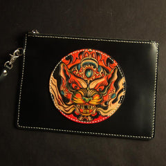 Cool Handmade Tooled Leather Carp Clutch Wallet Wristlet Bags Clutch Purse For Men - imessengerbags