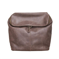 Cool Leather Mens Messenger Bag Square Brown Leather Courier Bags Postman Bags for Men - imessengerbags