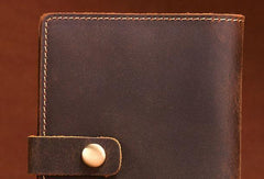 Handmade Mens Leather Small Slim Passport Wallet Vintage Bifold Long Wallet For Men - imessengerbags