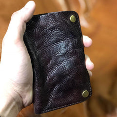 Handmade Genuine Leather Mens Cool Slim Leather Wallet Men Small Wallets Bifold for Men