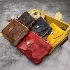 Vintage Brown Leather Men's Coin Wallet Black Small billfold Wallet For Men - imessengerbags