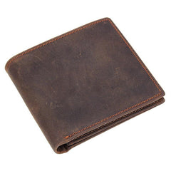 Cool Dark Brown Vintage Bifold Small Wallet Leather Mens Black billfold Small Wallet Card Wallet Coin Purse For Men