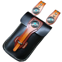 Handmade Black Leather Waist Bag Belt Pouch Belt Small Messenger Bag Side Bags For Men - imessengerbags