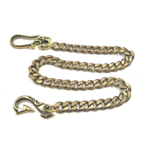 Badass Men's Gold Brass Skull Biker Wallet Chain Key Chain Pants Chain –  iChainWallets