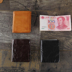 Handmade Genuine Leather Mens Cool Slim Leather Wallet Men Small Wallets Bifold for Men - imessengerbags