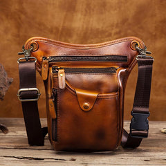 Cool Leather Men's Belt Pouch Waist Bag Small Side Bag Drop Leg Bag For Men - imessengerbags