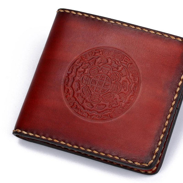 Handmade Leather Tooled Mens billfold Wallet Cool Leather Wallet Slim Wallet for Men - imessengerbags