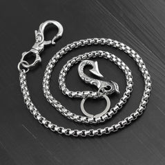 Cool Stainless Steel Dragon Skull Hook Wallet Chain Silver Pants Chain Biker Chain For Men - imessengerbags