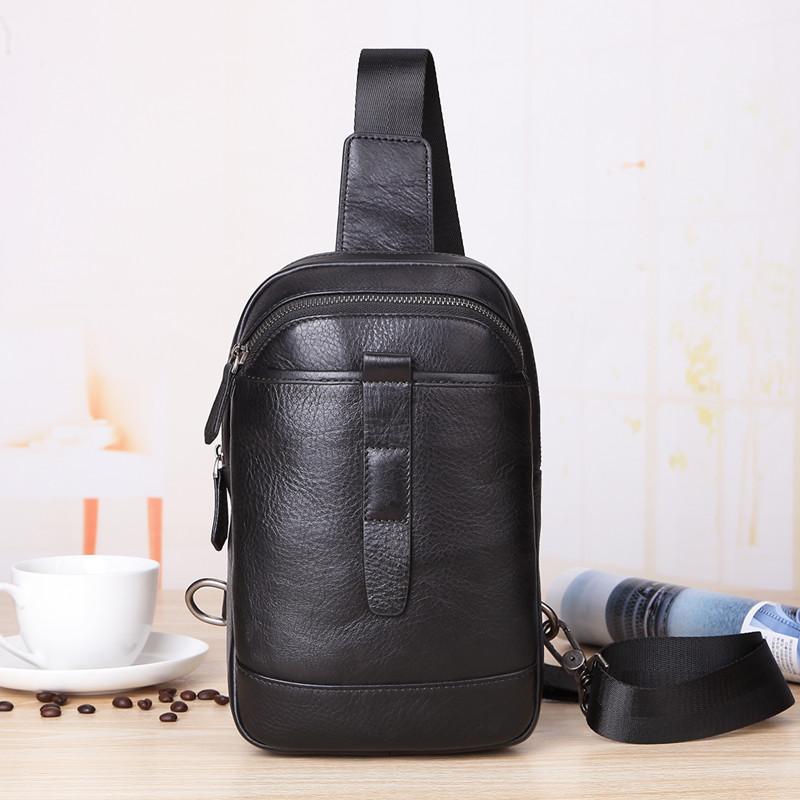 Men's Leather Crossbody Sling Bag - Shoulder Chest Bag For Casual & Travel
