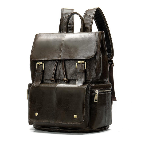 Fashion Leather Men's School Backpack 14inch Computer Backpack Satchel Backpack For Men - imessengerbags