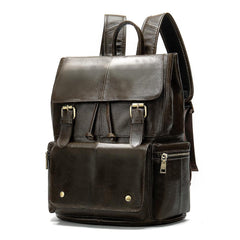 Fashion Leather Men's School Backpack 14inch Computer Backpack Satchel Backpack For Men - imessengerbags
