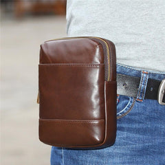 Fashion Brown Leather Men's Belt Pouch Belt Bag Black Mini Side Bag For Men - imessengerbags