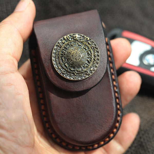 Cool Handmade Brown Leather Mens Car Key Case Car Key Holder with Belt Loop For Men