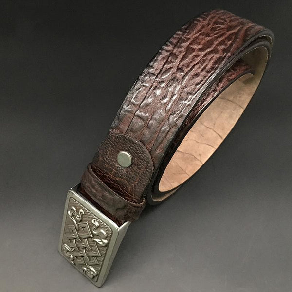 Handmade Cool Dark Brown Leather Mens Belt Coffee Leather Belt for Men