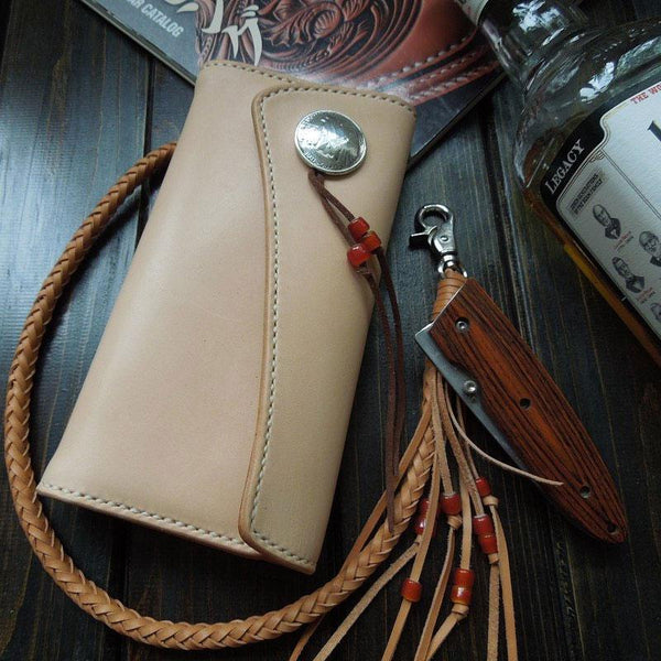 Handmade Leather Mens Clutch Wallet Cool Wallet Long Wallets for Men Women - imessengerbags