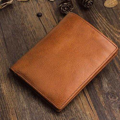 Handmade Leather Mens Cool Slim Leather Wallet Men Small Wallets Bifold for Men - imessengerbags