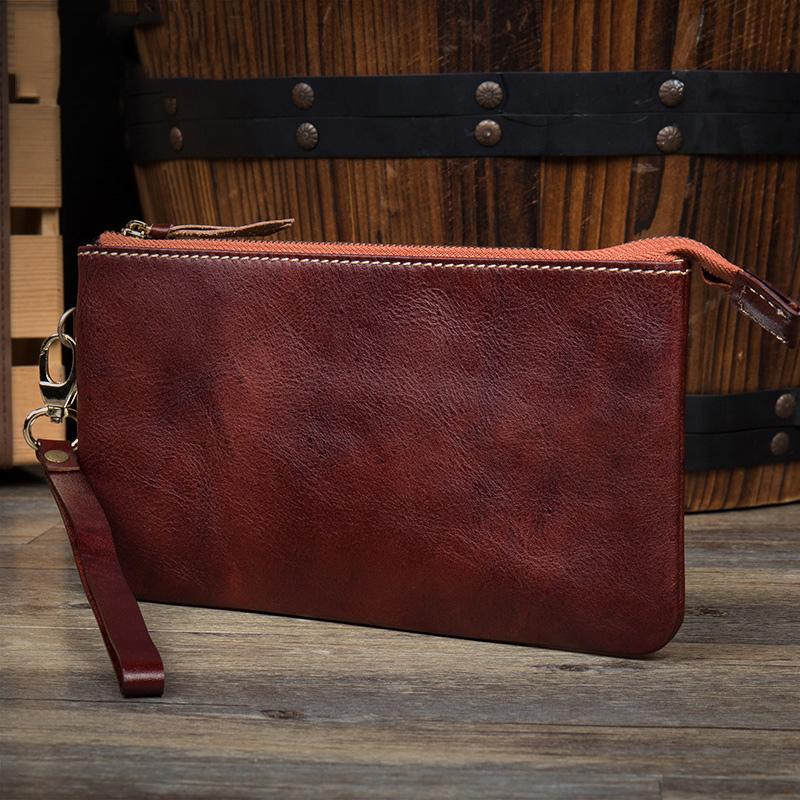 Black Cool Mens long Wallet Wristlet Bag Clutch Bag Red Brown Long Wallets for Men - imessengerbags