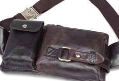 GENUINE LEATHER MENS SMALL WAIST BAG HIP PACK BELT BAGs FANNY PACK BUMBAG FOR MEN - imessengerbags