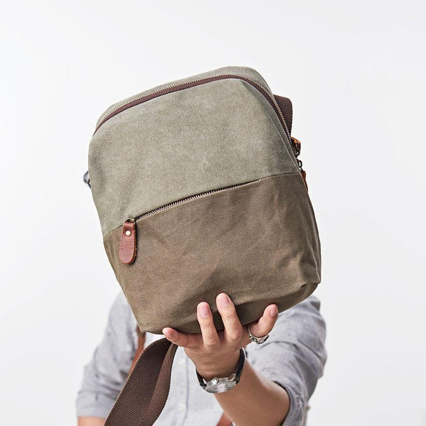 Mens Canvas Gray Cool Messenger Bag Side Bag Canvas Shoulder Bag for Men