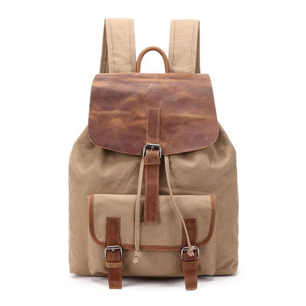 Waxed Canvas Leather Mens Backpack Canvas Travel Backpacks Canvas School Backpack for Men - imessengerbags