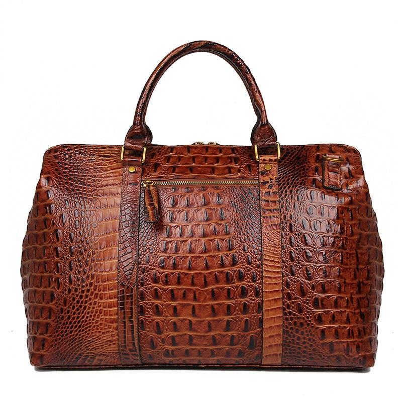 Cool Crocodile Pattern Leather Men's Travel Bag Overnight Bag Weekender Bag For Men - imessengerbags