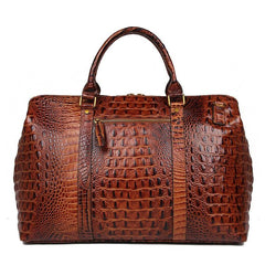 Cool Crocodile Pattern Leather Men's Travel Bag Overnight Bag Weekender Bag For Men