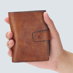 Handmade Mens Cool billfold Leather Wallet Men Small Slim Wallets Bifold for Men - imessengerbags