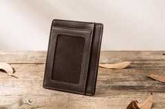 Leather Mens Slim Card Holder Front Pocket Wallets Card Wallet for Men - imessengerbags