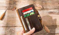 Vintage Slim long Wallets Leather Mens Coffee Wallet Long Wallet for Men - imessengerbags