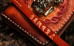 Handmade Leather Tibetan Mens billfold Wallet Cool Chain Wallet Biker Wallet for Men - imessengerbags