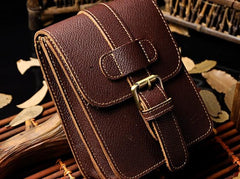 Small Leather Belt Pouch Mens Holsters Belt Cases Cell Phone Waist Pouch for Men - imessengerbags