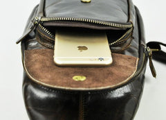 Vintage Leather Mens Sling Bag One Shoulder Backpack Chest Bag Sling Backpack for men - imessengerbags