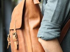 Cool Leather Mens Backpack Travel Backpack Laptop Backpack for men