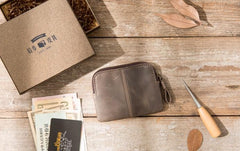 Leather Mens Coin Holders Slim Front Pocket Wallet Change Wallet for Men - imessengerbags